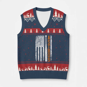 Vintage Astro V-Neck Knit Sweater Vest Last Name Baseball American Flag Retro Style 70s 80s 90s TS10 Navy Red Print Your Wear