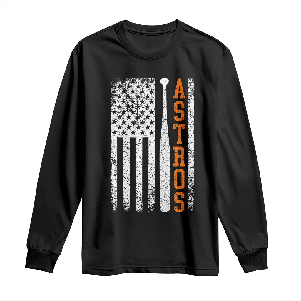 Vintage Astro Long Sleeve Shirt Last Name Baseball American Flag Retro Style 70s 80s 90s TS10 Black Print Your Wear