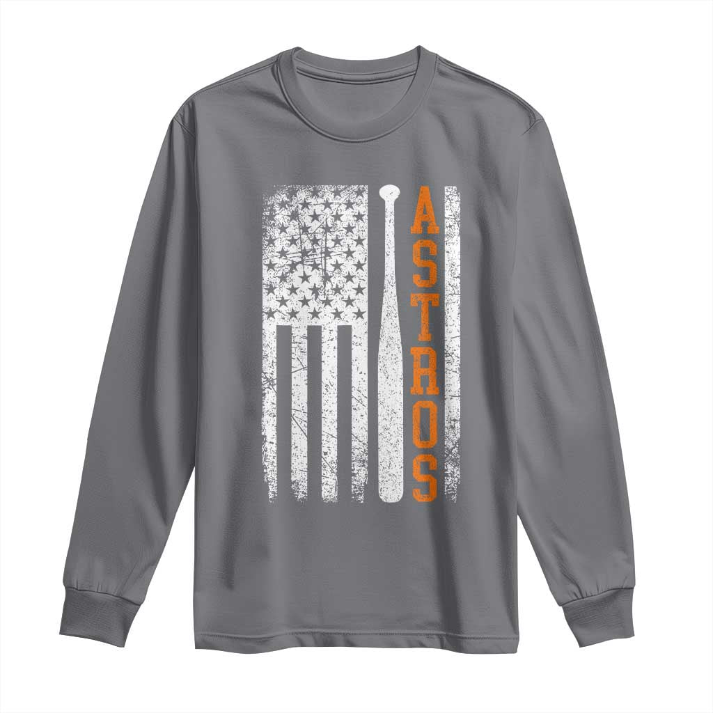 Vintage Astro Long Sleeve Shirt Last Name Baseball American Flag Retro Style 70s 80s 90s TS10 Charcoal Print Your Wear