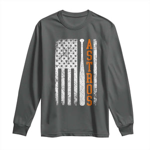 Vintage Astro Long Sleeve Shirt Last Name Baseball American Flag Retro Style 70s 80s 90s TS10 Dark Heather Print Your Wear