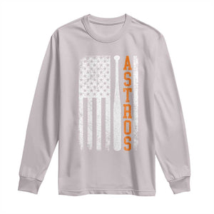 Vintage Astro Long Sleeve Shirt Last Name Baseball American Flag Retro Style 70s 80s 90s TS10 Ice Gray Print Your Wear