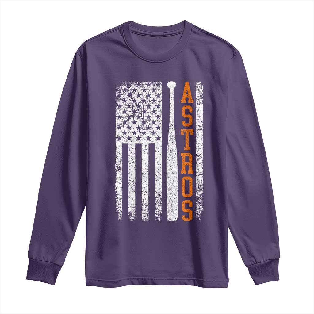 Vintage Astro Long Sleeve Shirt Last Name Baseball American Flag Retro Style 70s 80s 90s TS10 Purple Print Your Wear
