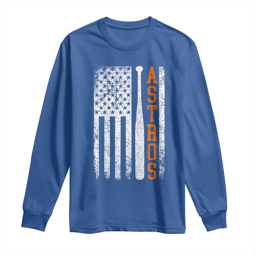 Vintage Astro Long Sleeve Shirt Last Name Baseball American Flag Retro Style 70s 80s 90s TS10 Royal Blue Print Your Wear