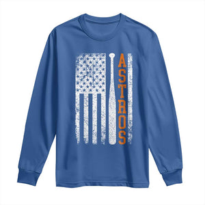 Vintage Astro Long Sleeve Shirt Last Name Baseball American Flag Retro Style 70s 80s 90s TS10 Royal Blue Print Your Wear