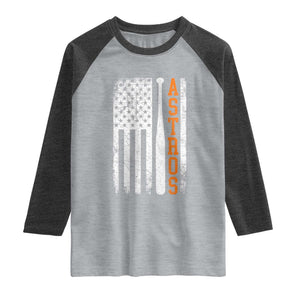 Vintage Astro Raglan Shirt Last Name Baseball American Flag Retro Style 70s 80s 90s TS10 Heather Gray Heather Charcoal Print Your Wear