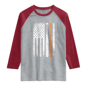 Vintage Astro Raglan Shirt Last Name Baseball American Flag Retro Style 70s 80s 90s TS10 Heather Gray Heather Red Print Your Wear