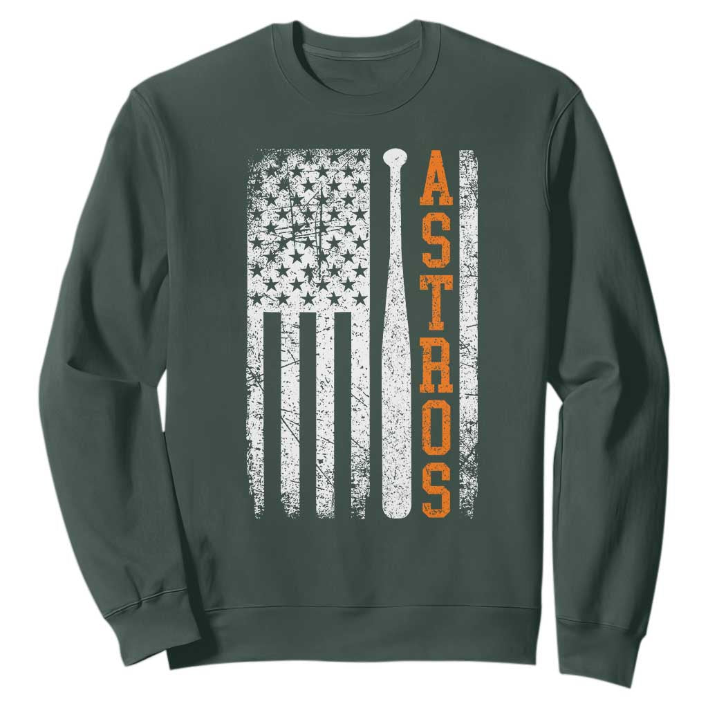 Vintage Astro Sweatshirt Last Name Baseball American Flag Retro Style 70s 80s 90s TS10 Dark Forest Green Print Your Wear