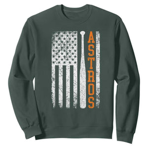 Vintage Astro Sweatshirt Last Name Baseball American Flag Retro Style 70s 80s 90s TS10 Dark Forest Green Print Your Wear
