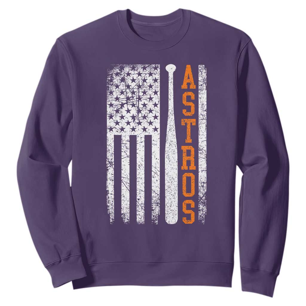 Vintage Astro Sweatshirt Last Name Baseball American Flag Retro Style 70s 80s 90s TS10 Purple Print Your Wear
