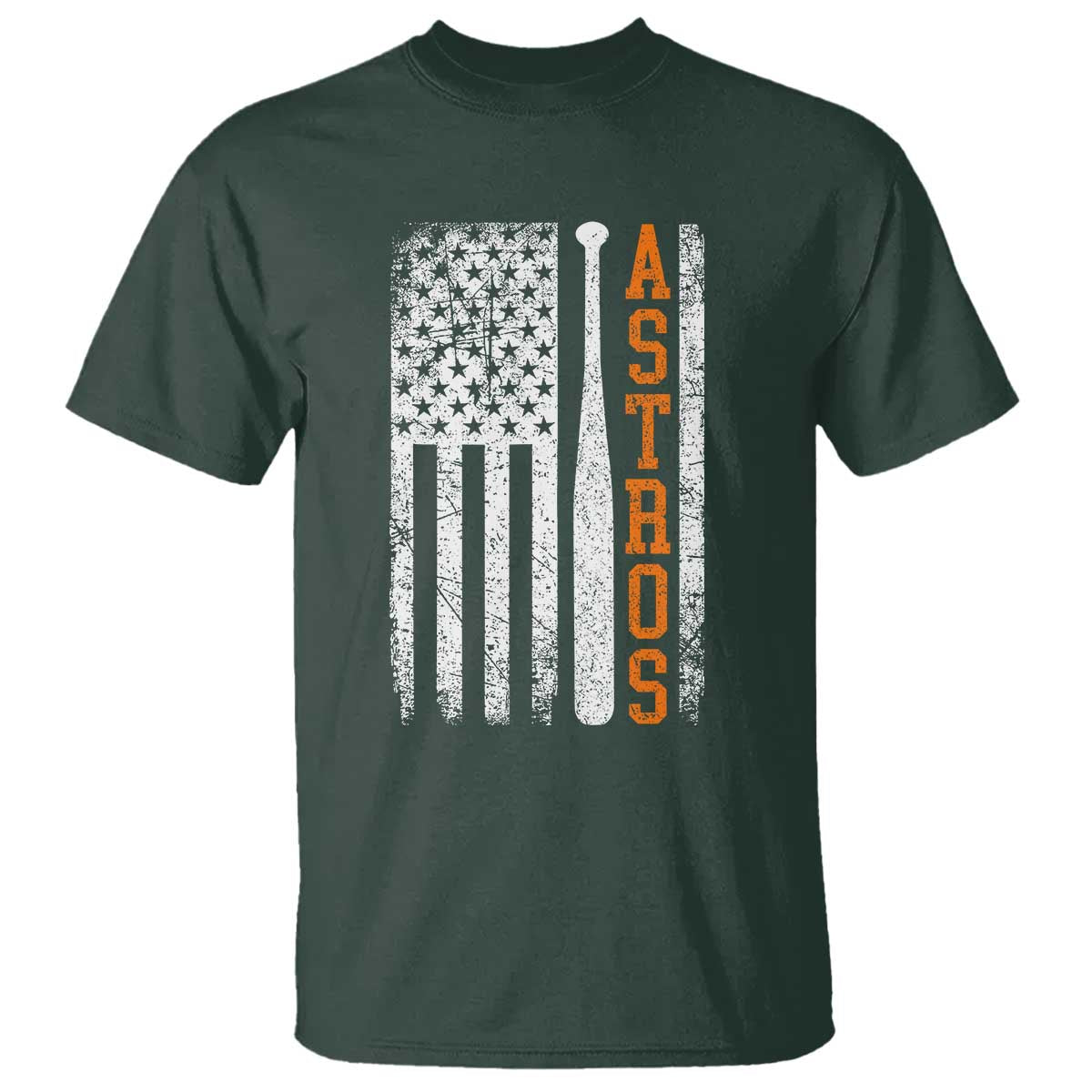 Vintage Astro T Shirt Last Name Baseball American Flag Retro Style 70s 80s 90s TS10 Dark Forest Green Print Your Wear
