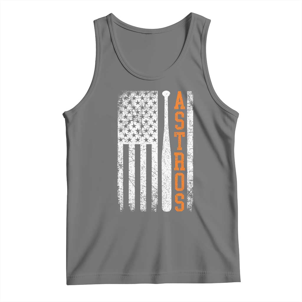 Vintage Astro Tank Top Last Name Baseball American Flag Retro Style 70s 80s 90s TS10 Black Heather Print Your Wear