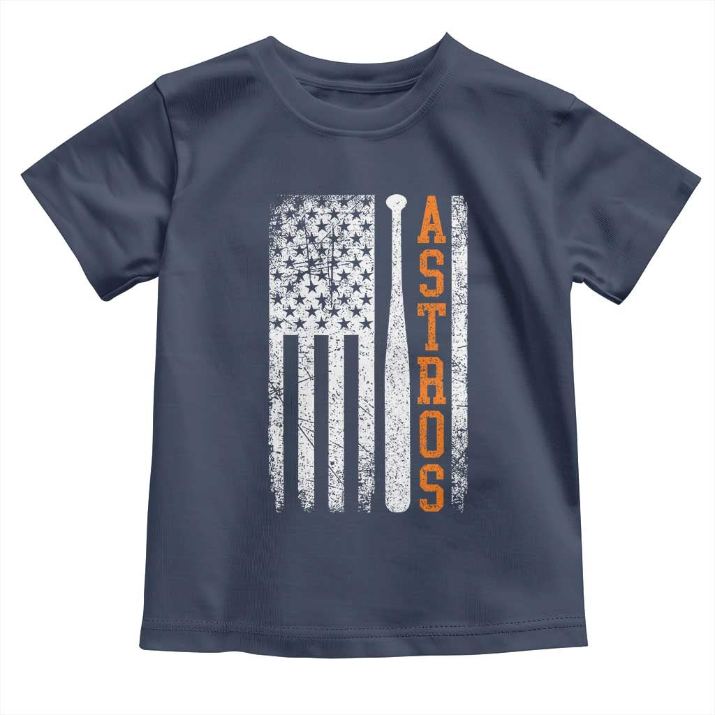 Vintage Astro Toddler T Shirt Last Name Baseball American Flag Retro Style 70s 80s 90s TS10 Navy Print Your Wear