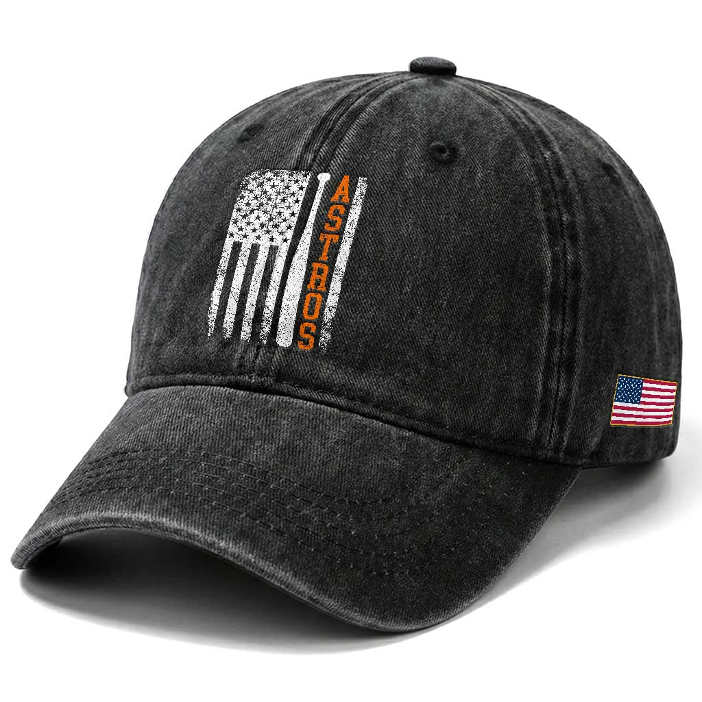 Vintage Astro Washed Cotton Baseball Cap Last Name Baseball American Flag Retro Style 70s 80s 90s TS10 Print Your Wear