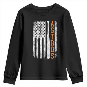 Vintage Astro Youth Sweatshirt Last Name Baseball American Flag Retro Style 70s 80s 90s TS10 Black Print Your Wear