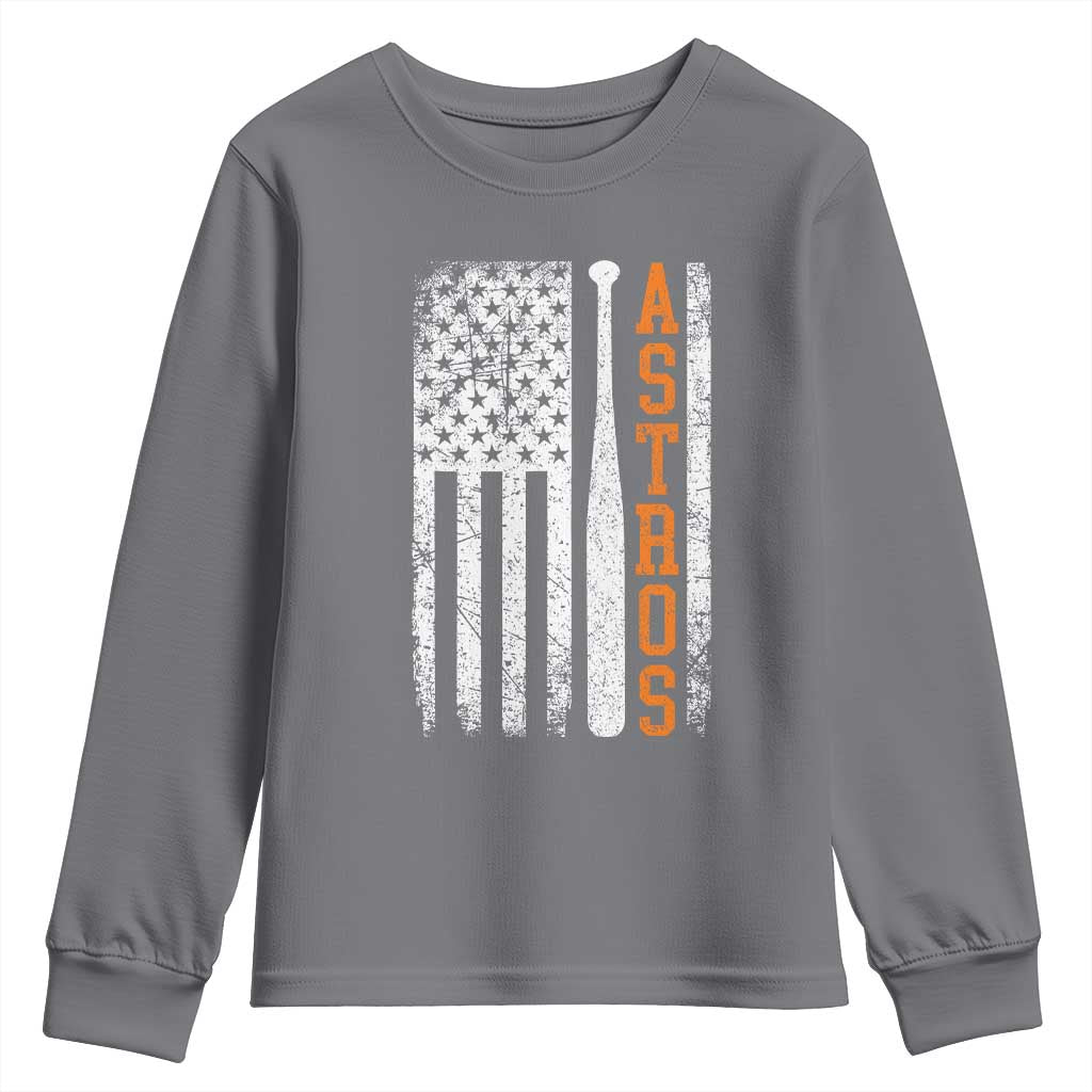 Vintage Astro Youth Sweatshirt Last Name Baseball American Flag Retro Style 70s 80s 90s TS10 Charcoal Print Your Wear