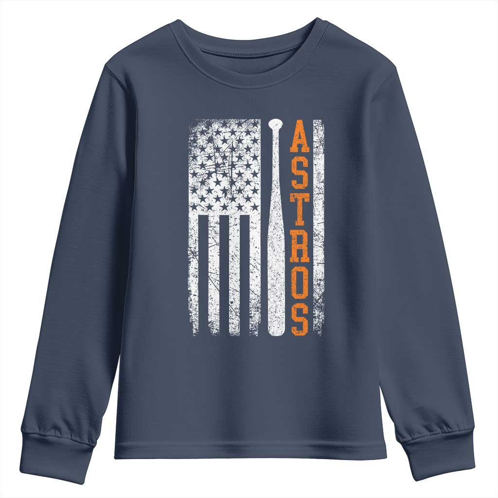 Vintage Astro Youth Sweatshirt Last Name Baseball American Flag Retro Style 70s 80s 90s TS10 Navy Print Your Wear
