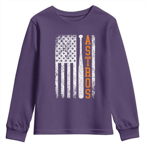 Vintage Astro Youth Sweatshirt Last Name Baseball American Flag Retro Style 70s 80s 90s TS10 Purple Print Your Wear