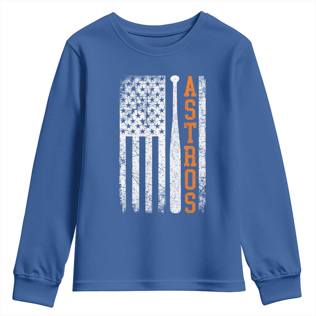 Vintage Astro Youth Sweatshirt Last Name Baseball American Flag Retro Style 70s 80s 90s TS10 Royal Blue Print Your Wear