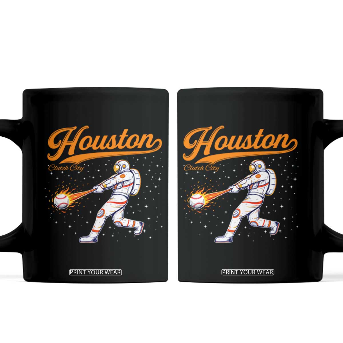 Houston Clutch City Coffee Mug Astronaut Baseball Player In Space TS10 Black Print Your Wear