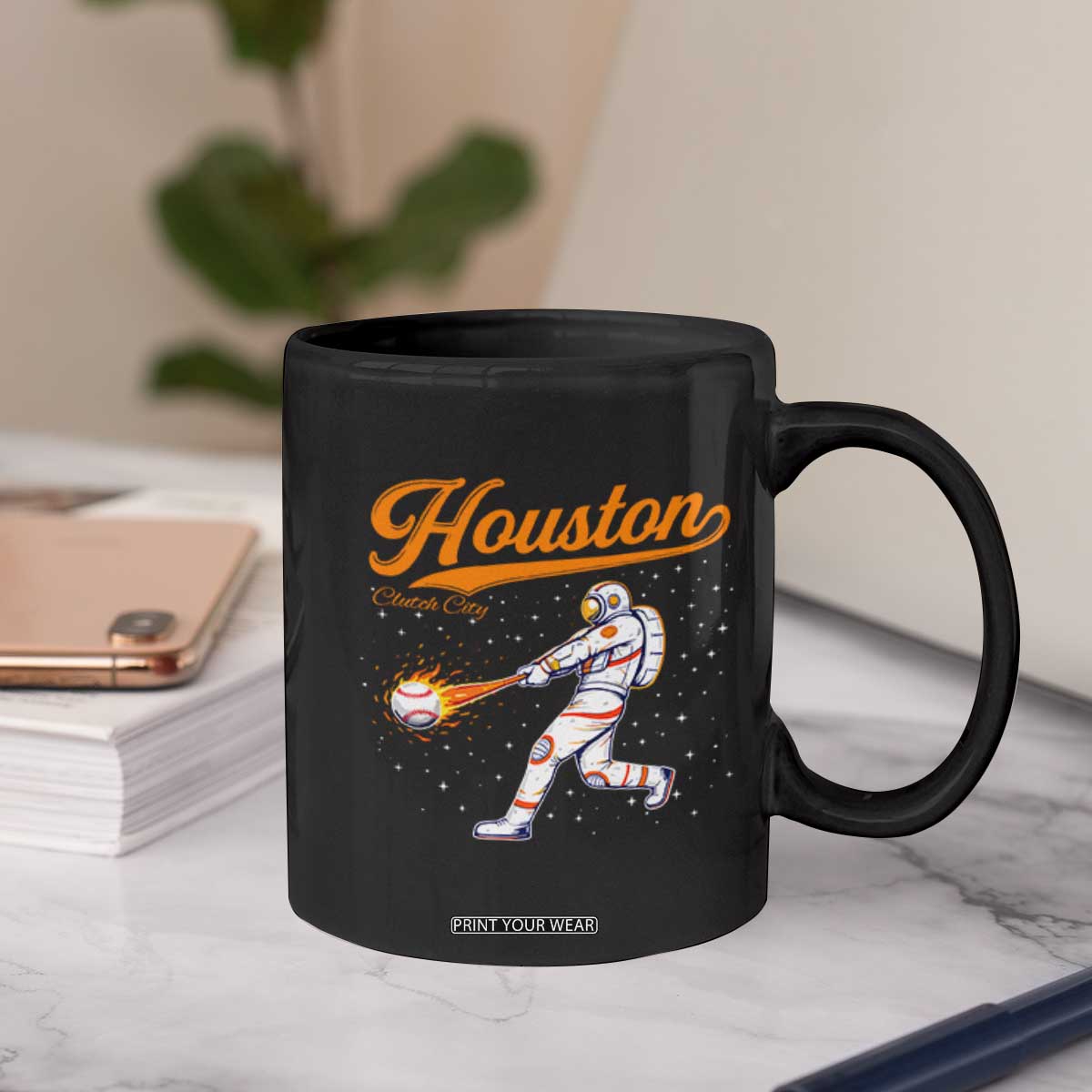 Houston Clutch City Coffee Mug Astronaut Baseball Player In Space TS10 Print Your Wear