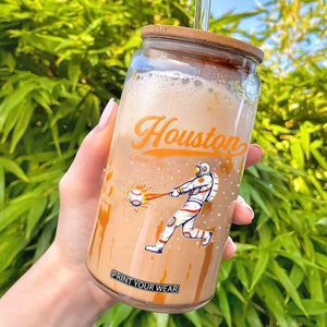 Houston Clutch City Glass Can Astronaut Baseball Player In Space TS10 Black Print Your Wear
