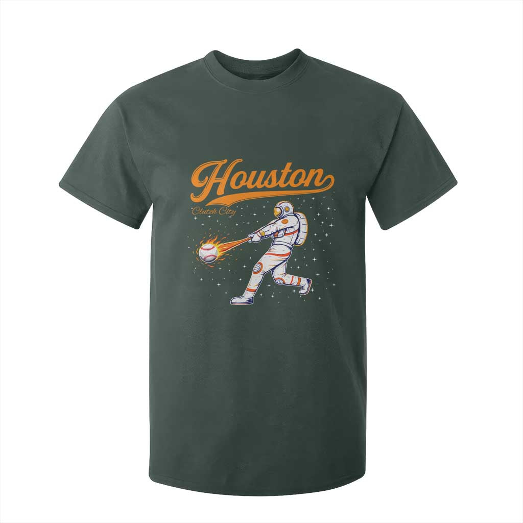 Houston Clutch City T Shirt For Kid Astronaut Baseball Player In Space TS10 Dark Forest Green Print Your Wear