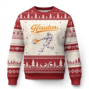 Houston Clutch City Ugly Christmas Sweater Astronaut Baseball Player In Space TS10 Beige Red Print Your Wear