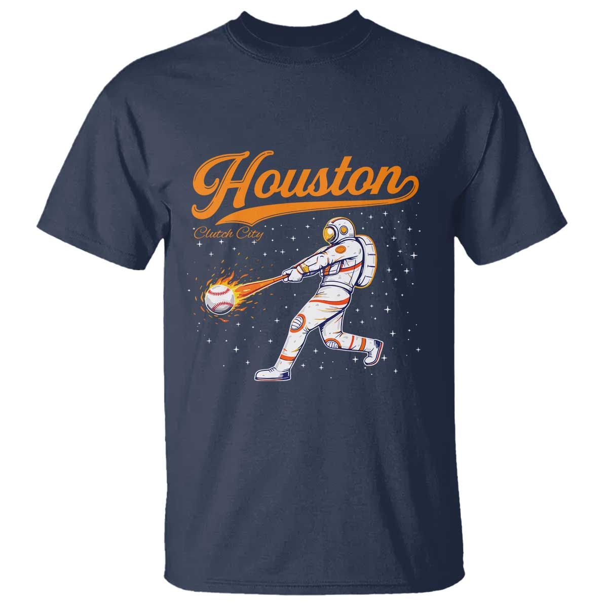 Houston Clutch City T Shirt Astronaut Baseball Player In Space TS10 Navy Print Your Wear