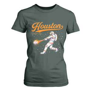 Houston Clutch City T Shirt For Women Astronaut Baseball Player In Space TS10 Dark Forest Green Print Your Wear