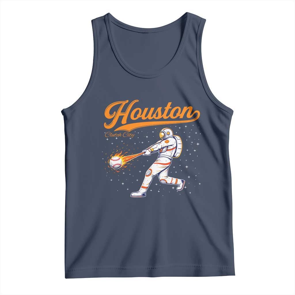 Houston Clutch City Tank Top Astronaut Baseball Player In Space TS10 Navy Print Your Wear