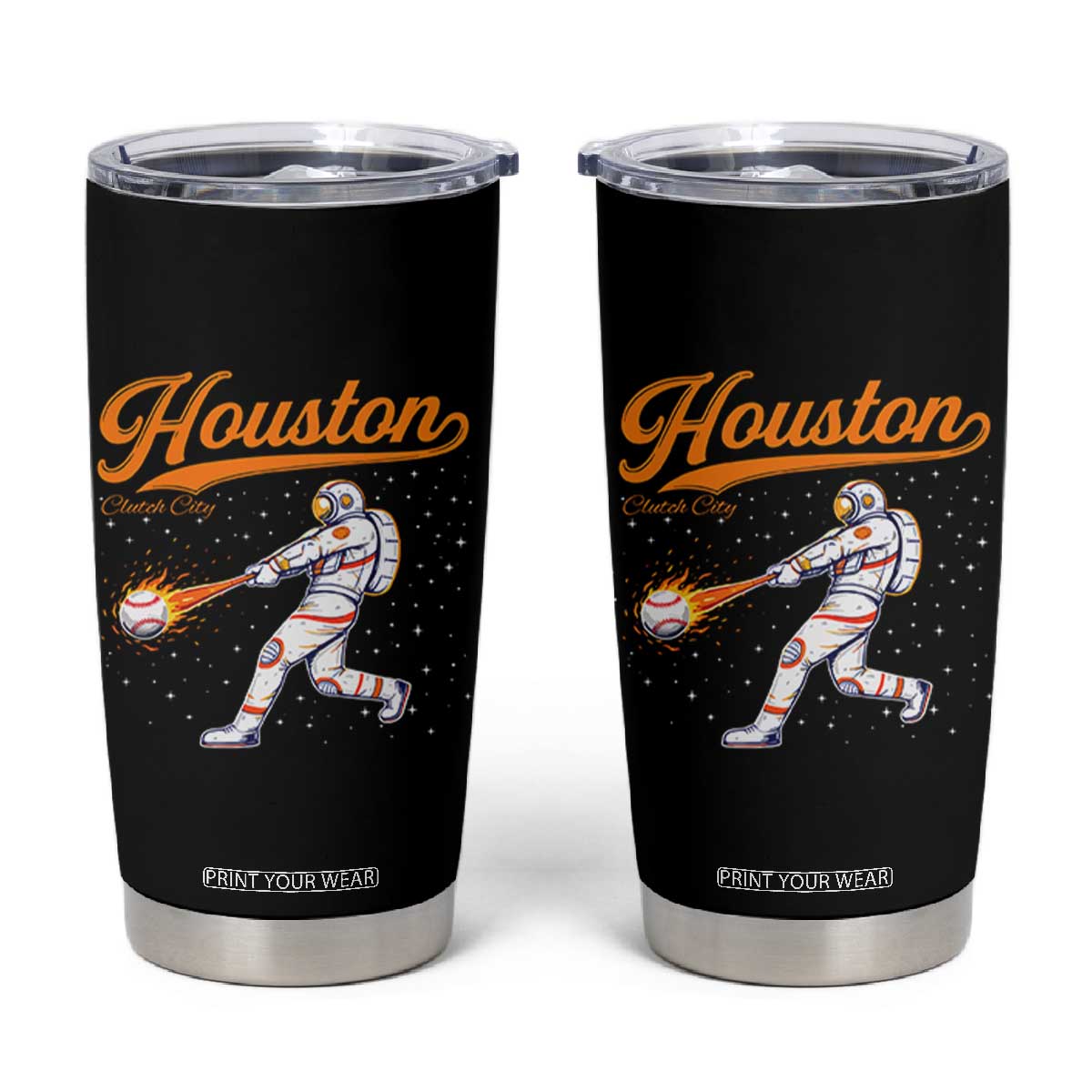 Houston Clutch City Tumbler Cup Astronaut Baseball Player In Space TS10 Black Print Your Wear