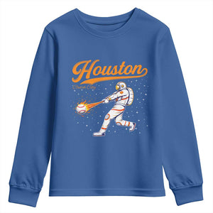 Houston Clutch City Youth Sweatshirt Astronaut Baseball Player In Space TS10 Royal Blue Print Your Wear