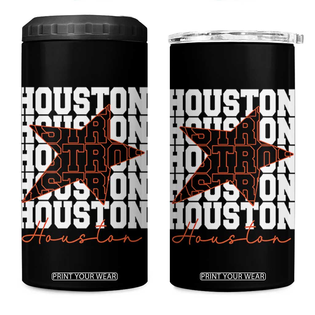 Houston Sport Baseball Fans 4 in 1 Can Cooler Tumbler US State Vintage Graphic TS10 One Size: 16 oz Black Print Your Wear