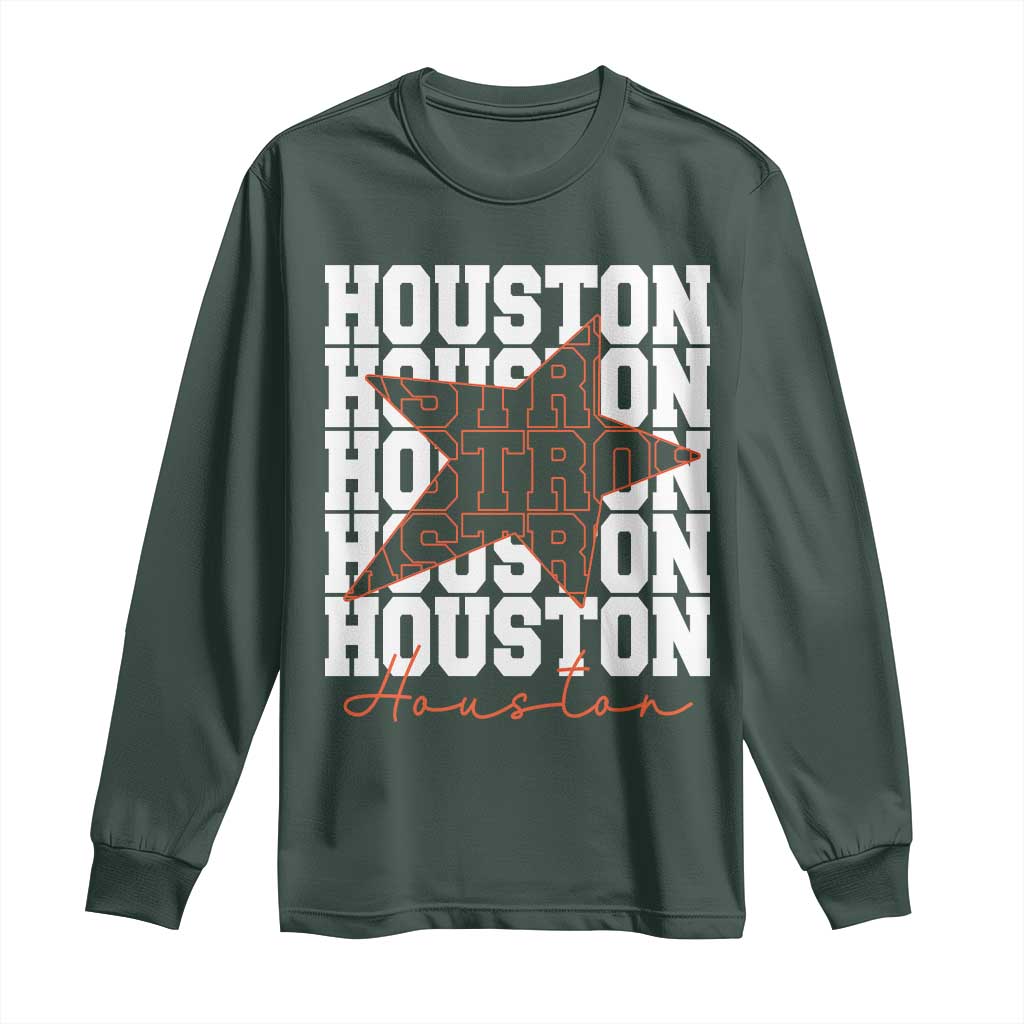 Houston Sport Baseball Fans Long Sleeve Shirt US State Vintage Graphic TS10 Dark Forest Green Print Your Wear