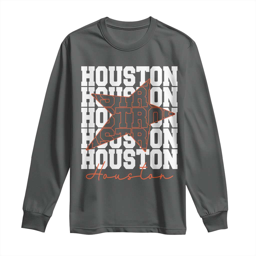 Houston Sport Baseball Fans Long Sleeve Shirt US State Vintage Graphic TS10 Dark Heather Print Your Wear