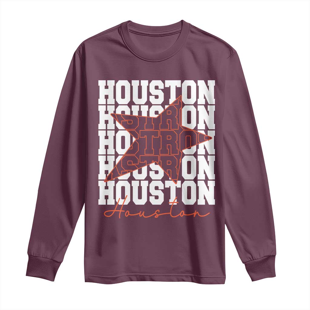 Houston Sport Baseball Fans Long Sleeve Shirt US State Vintage Graphic TS10 Maroon Print Your Wear