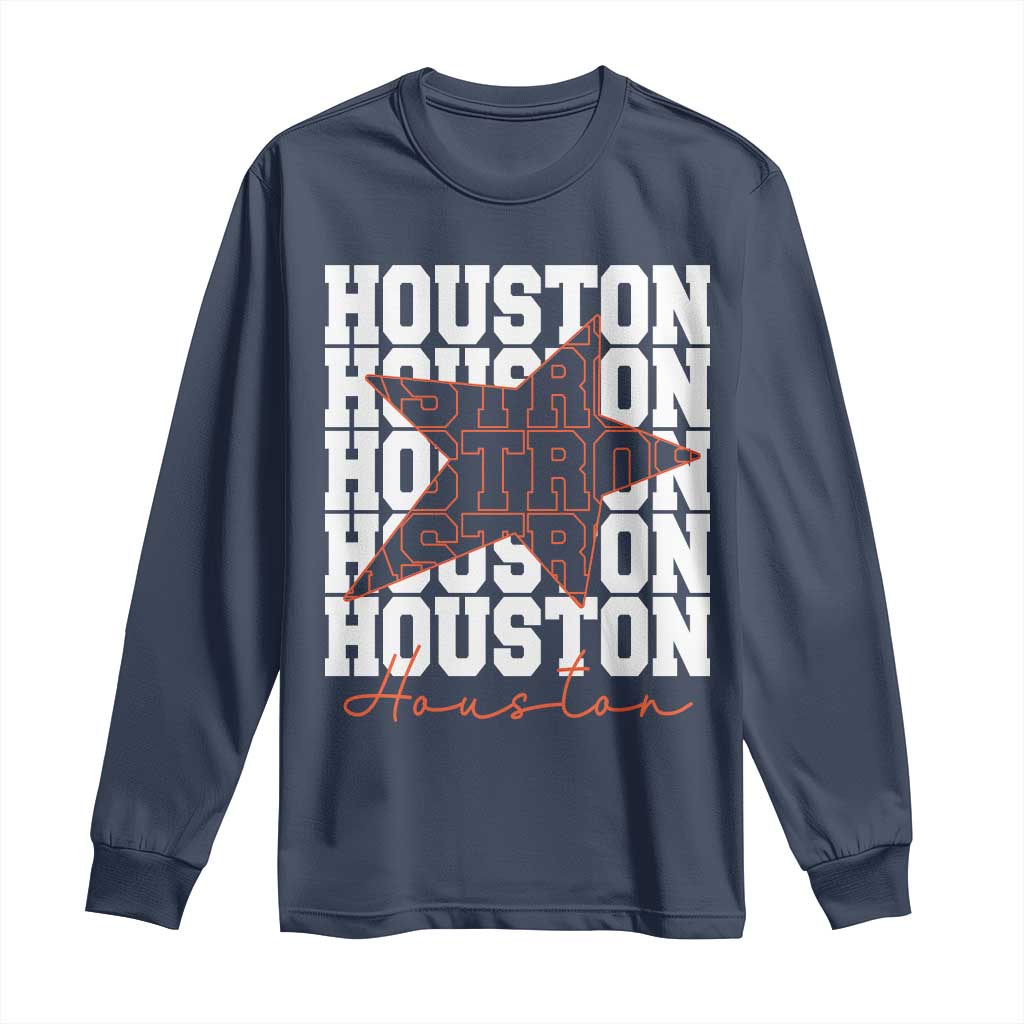 Houston Sport Baseball Fans Long Sleeve Shirt US State Vintage Graphic TS10 Navy Print Your Wear