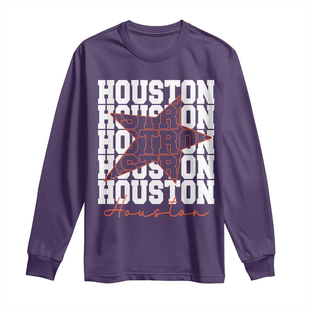 Houston Sport Baseball Fans Long Sleeve Shirt US State Vintage Graphic TS10 Purple Print Your Wear