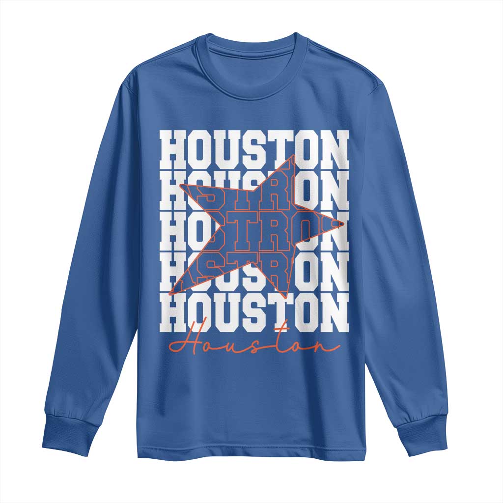Houston Sport Baseball Fans Long Sleeve Shirt US State Vintage Graphic TS10 Royal Blue Print Your Wear