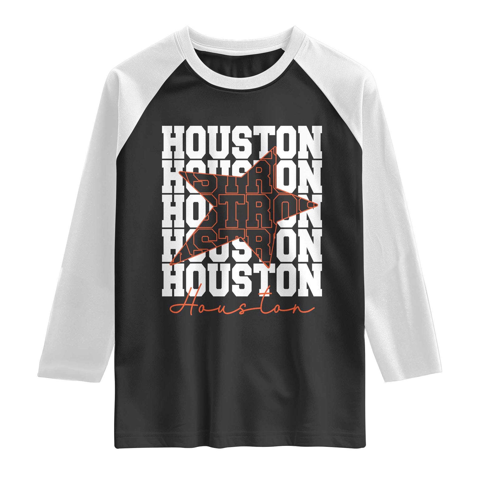 Houston Sport Baseball Fans Raglan Shirt US State Vintage Graphic TS10 Black White Print Your Wear