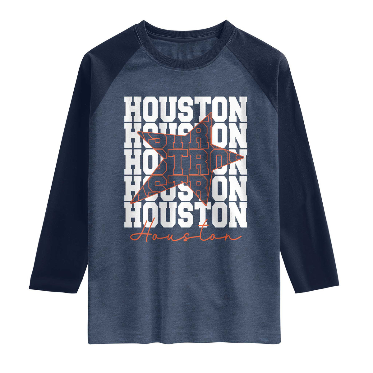 Houston Sport Baseball Fans Raglan Shirt US State Vintage Graphic TS10 Heather Denim Navy Print Your Wear
