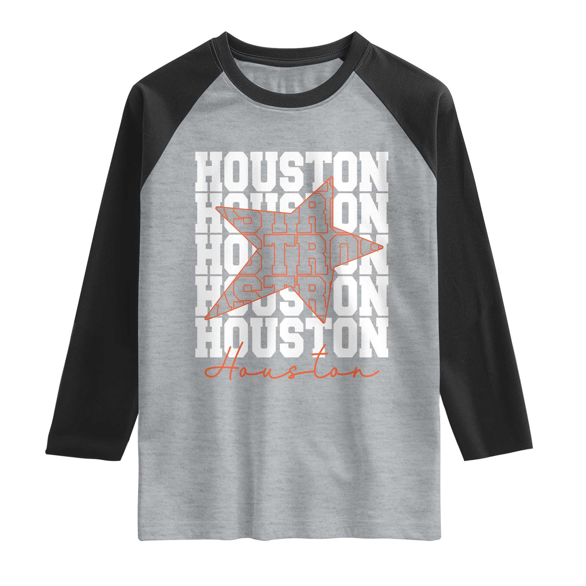 Houston Sport Baseball Fans Raglan Shirt US State Vintage Graphic TS10 Heather Gray Black Print Your Wear