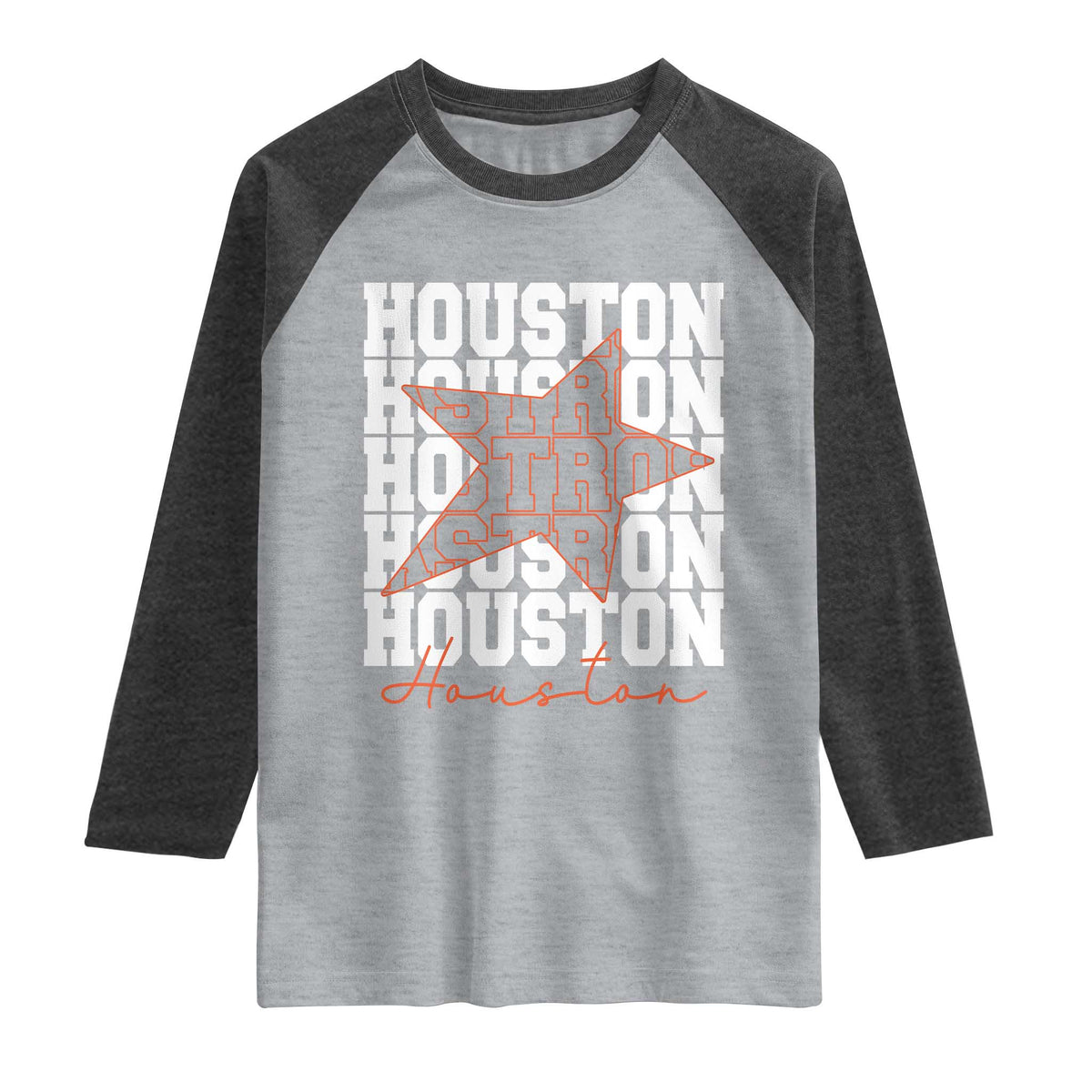 Houston Sport Baseball Fans Raglan Shirt US State Vintage Graphic TS10 Heather Gray Heather Charcoal Print Your Wear