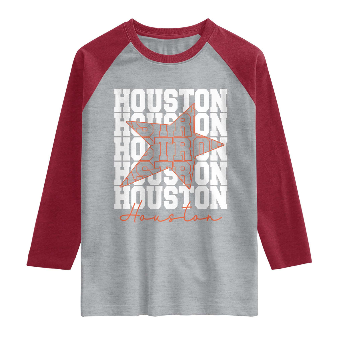 Houston Sport Baseball Fans Raglan Shirt US State Vintage Graphic TS10 Heather Gray Heather Red Print Your Wear