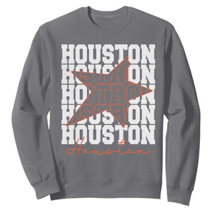 Houston Sport Baseball Fans Sweatshirt US State Vintage Graphic TS10 Charcoal Print Your Wear