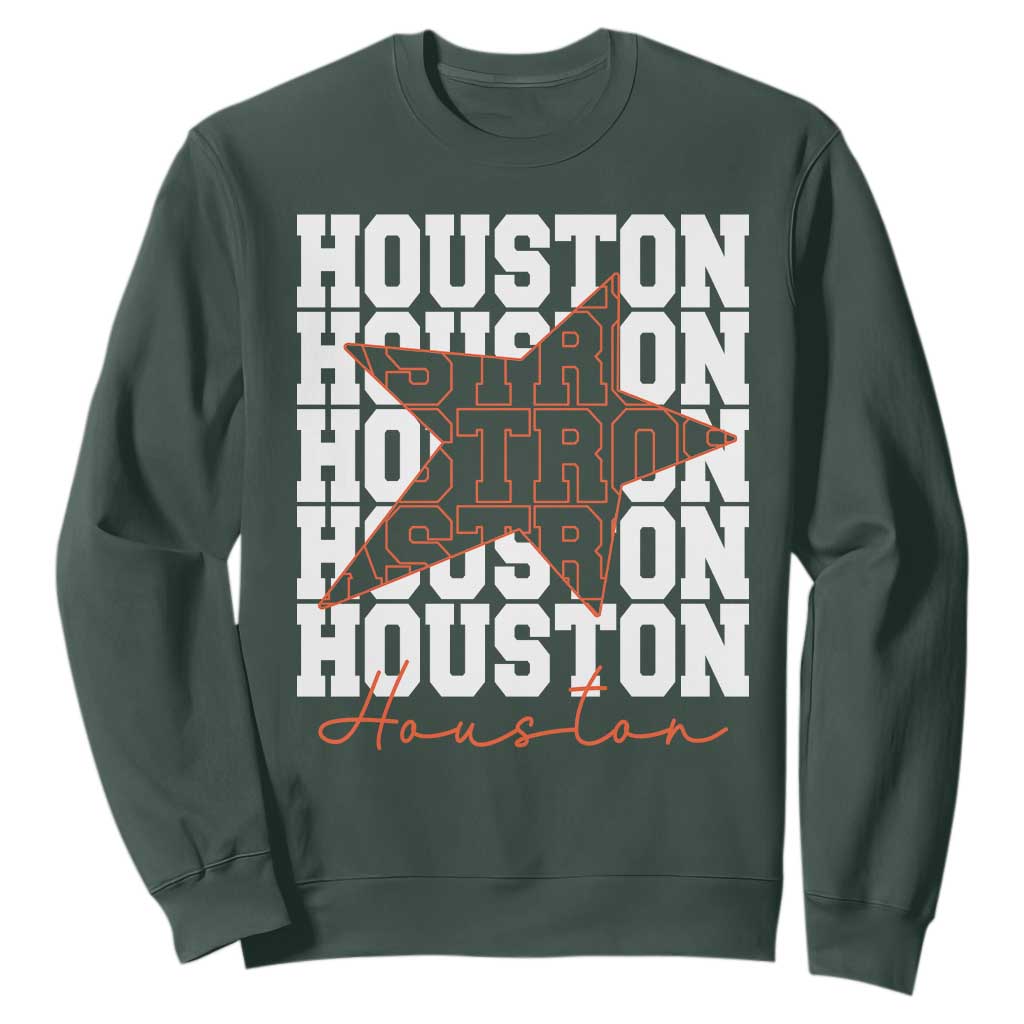 Houston Sport Baseball Fans Sweatshirt US State Vintage Graphic TS10 Dark Forest Green Print Your Wear