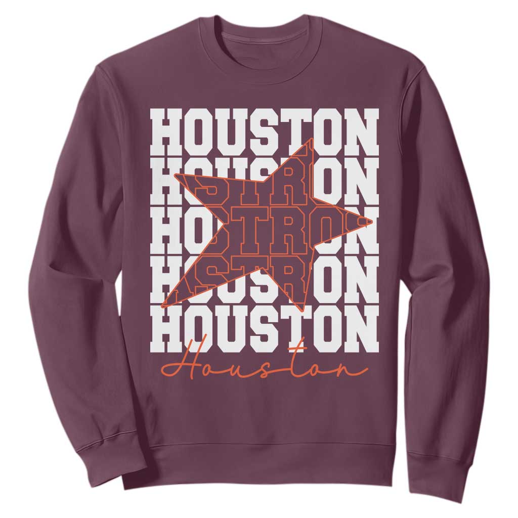 Houston Sport Baseball Fans Sweatshirt US State Vintage Graphic TS10 Maroon Print Your Wear