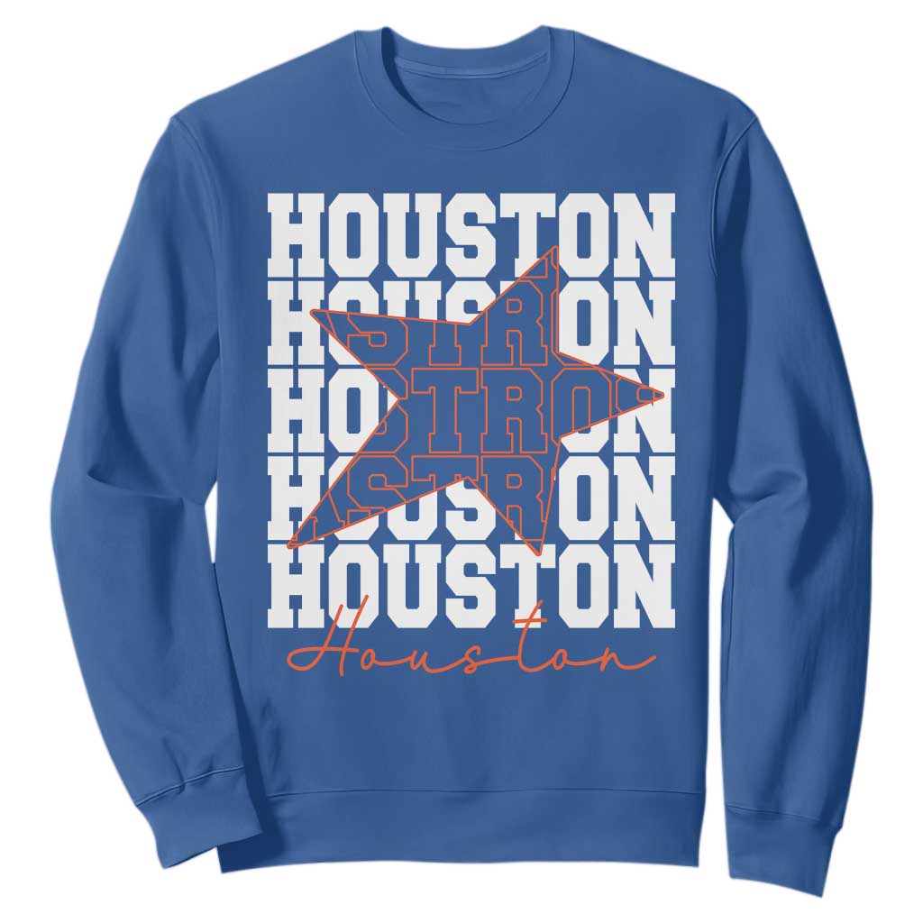 Houston Sport Baseball Fans Sweatshirt US State Vintage Graphic TS10 Royal Blue Print Your Wear