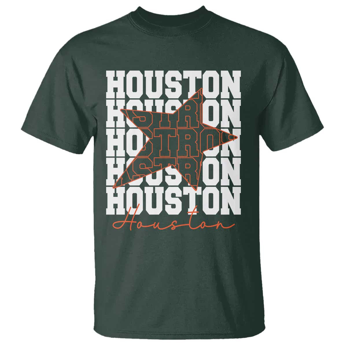 Houston Sport Baseball Fans T Shirt US State Vintage Graphic TS10 Dark Forest Green Print Your Wear