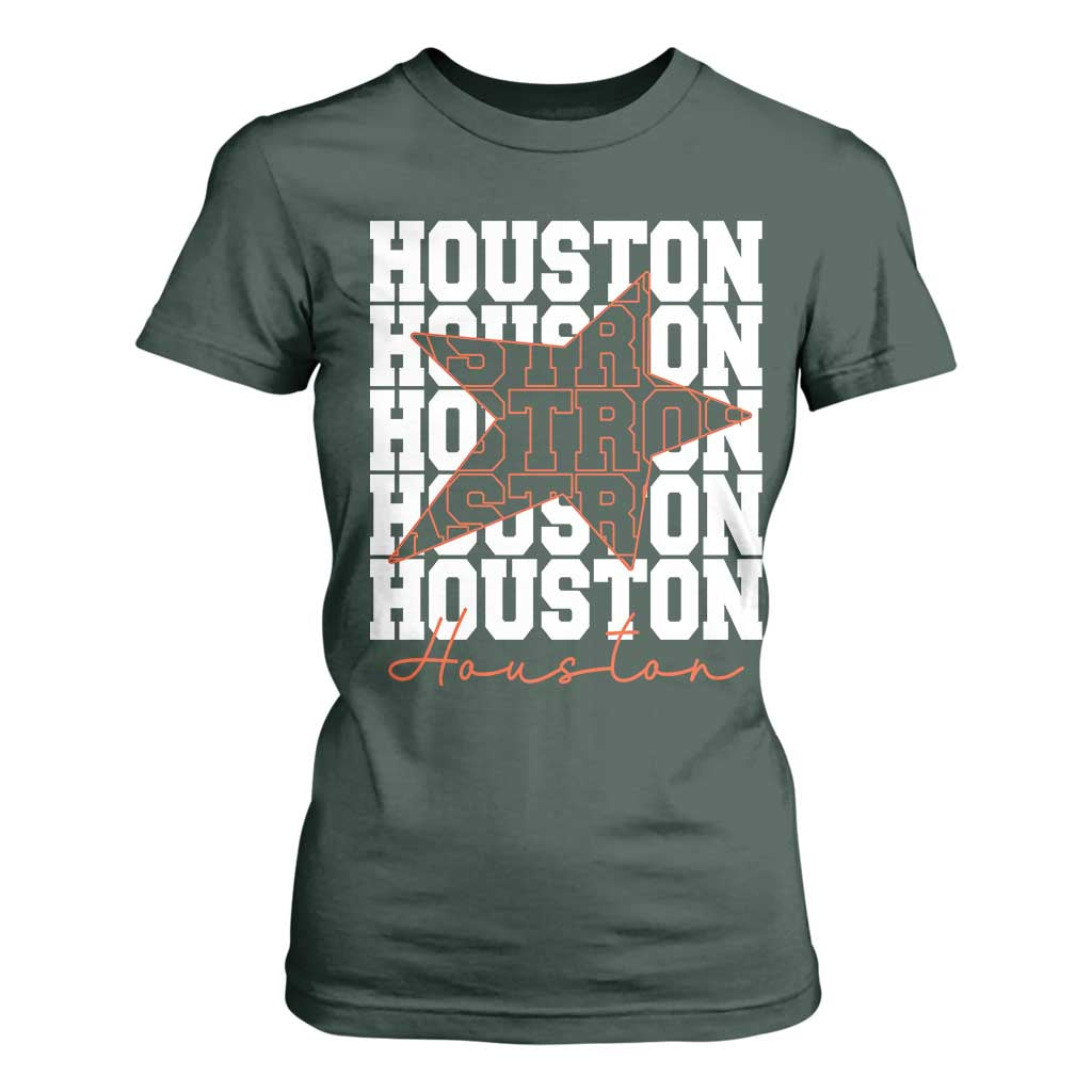 Houston Sport Baseball Fans T Shirt For Women US State Vintage Graphic TS10 Dark Forest Green Print Your Wear
